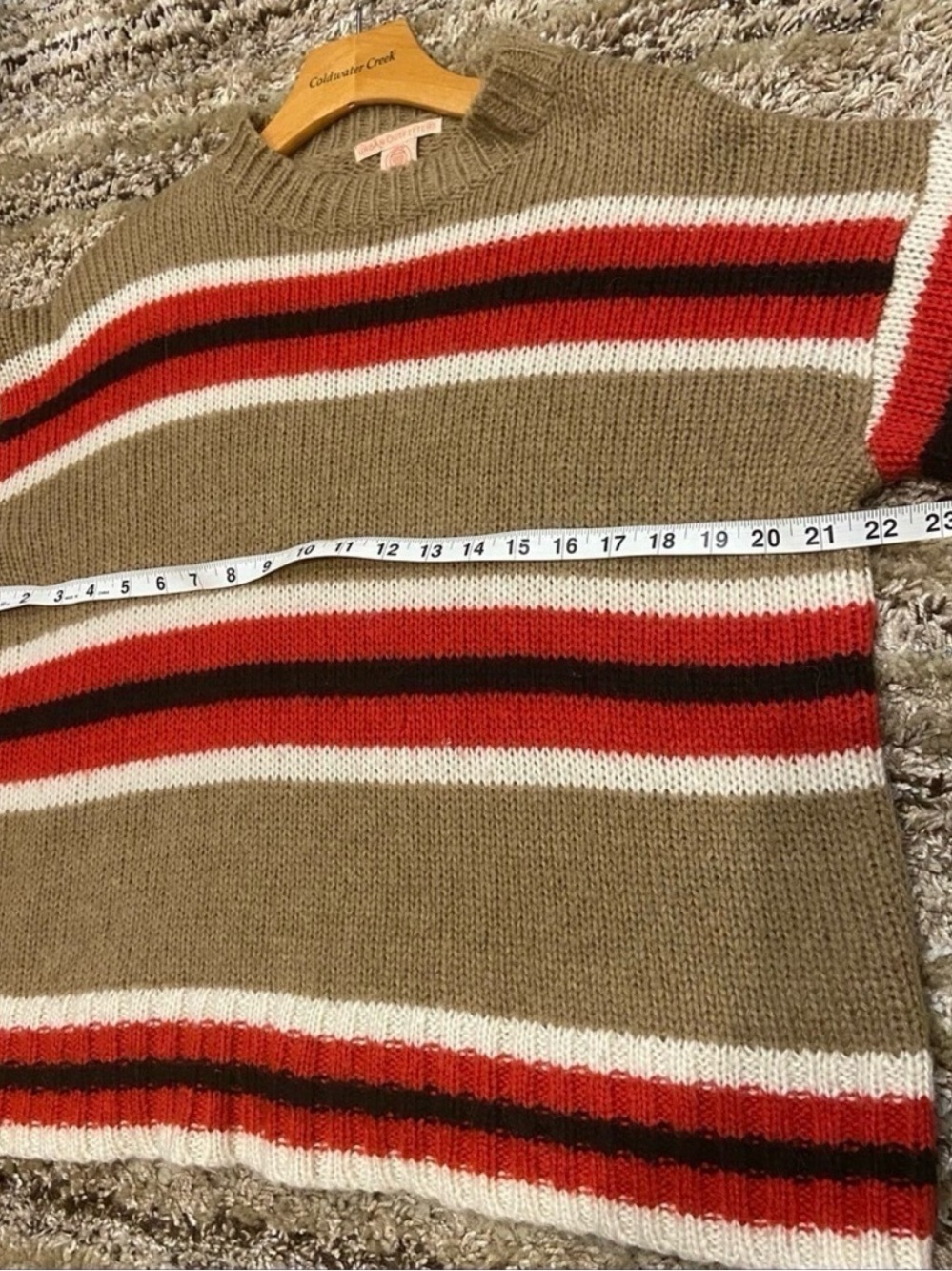 Striped Wool Knit Sweater in Brown and Red - Picture 6 of 12